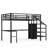 Full XL Size Metal Loft Bed with L-Shaped Desk, Wardrobe, USB & LED, Adjustable Shelf, Black for Kids Teens Adults, Black