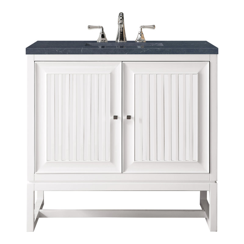 Athens 36'' W Single Vanity, Charcoal Soapstone, Glossy White, 8" Widespread