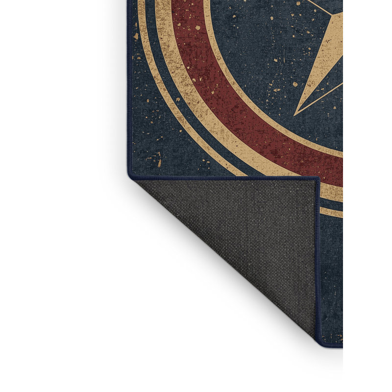 Soft Plush Fairweather July 4Th Modern & Contemporary Abstract Area Rug in Gray – Navy Binding, 6x9
