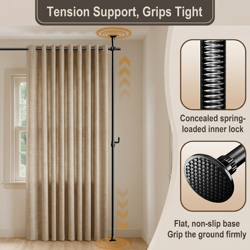 Tringle à rideaux sans perçage noire ECOMCGEio