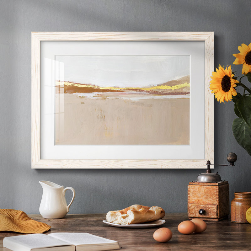 Gilded Expanse II - reproduction encadrée rustique avec tableau mat, Blanc, H 14 po x l 20 po x P 1,5 po