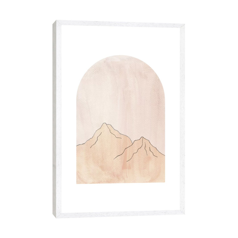 Pastel Mountains In Arch - Painting on Canvas, White Framed, 66.04cm H x 45.72cm W x 3.81cm D