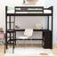Lit mezzanine simple en bois avec bureau intégré et tablettes-204804736