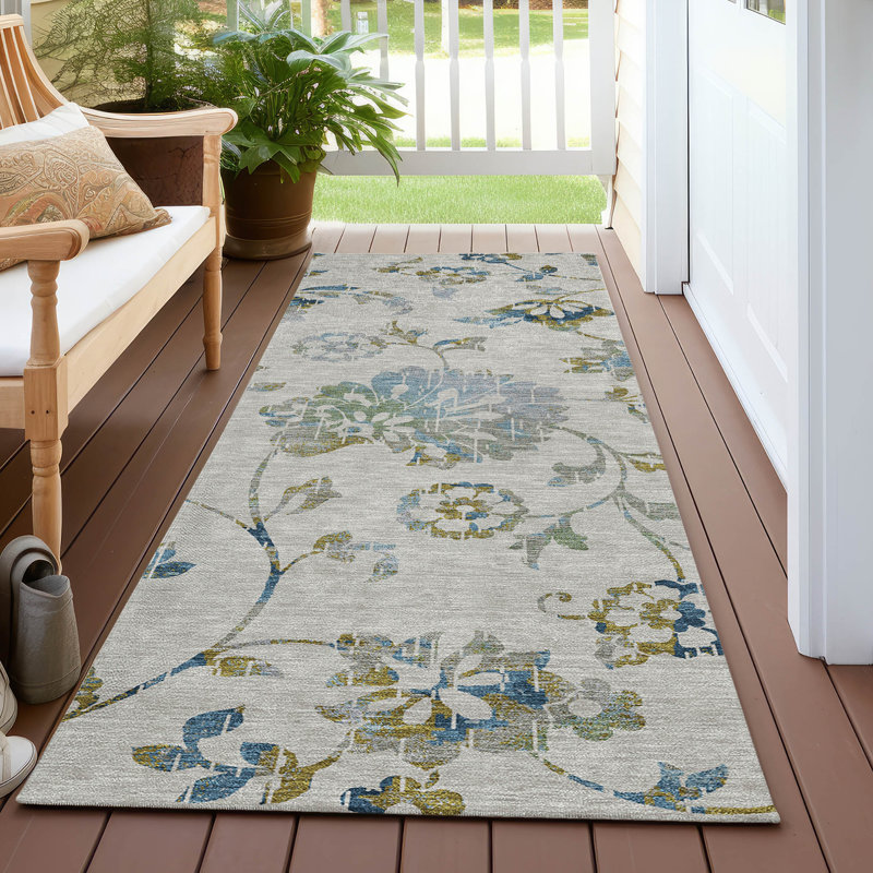 Tapis taupe en polyester tissé à la machine tissé à la machine intérieur / extérieur Charyse