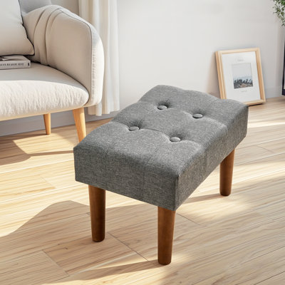 Petit repose-pieds avec repose-pieds, repose-pieds en lin avec pieds, repose-pieds rectangulaire rembourré pour canapé, salon, sous le bureau