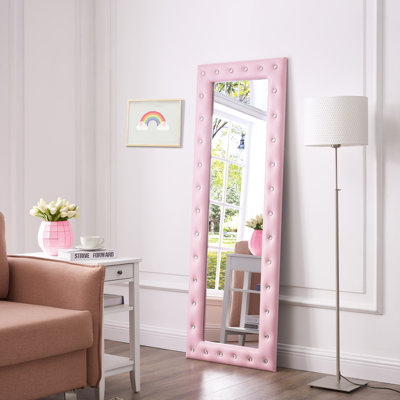 Grand miroir de plancher touffeté en cristal Enonia