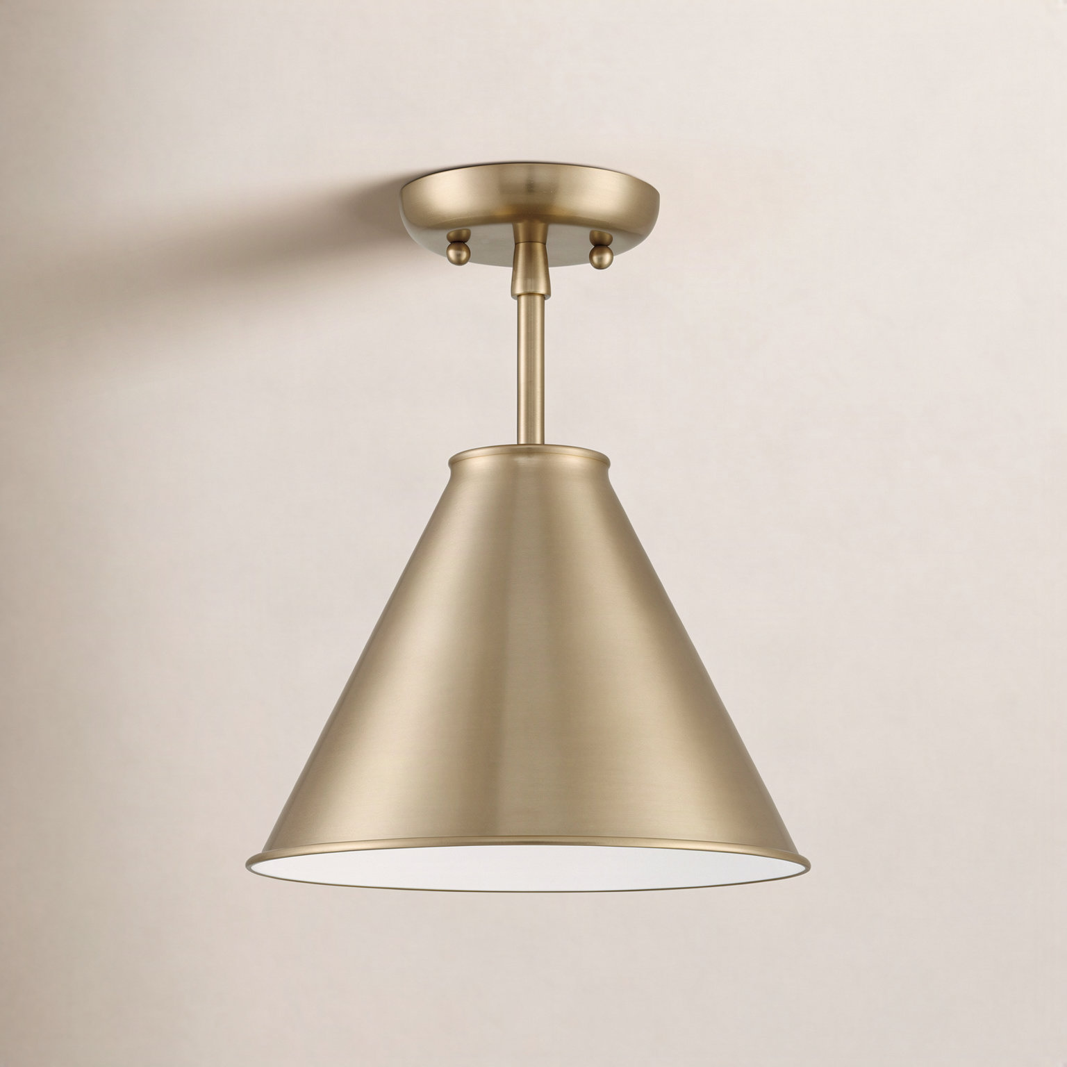 Dimson Single Light Metal Semi Flush Mount, Brass