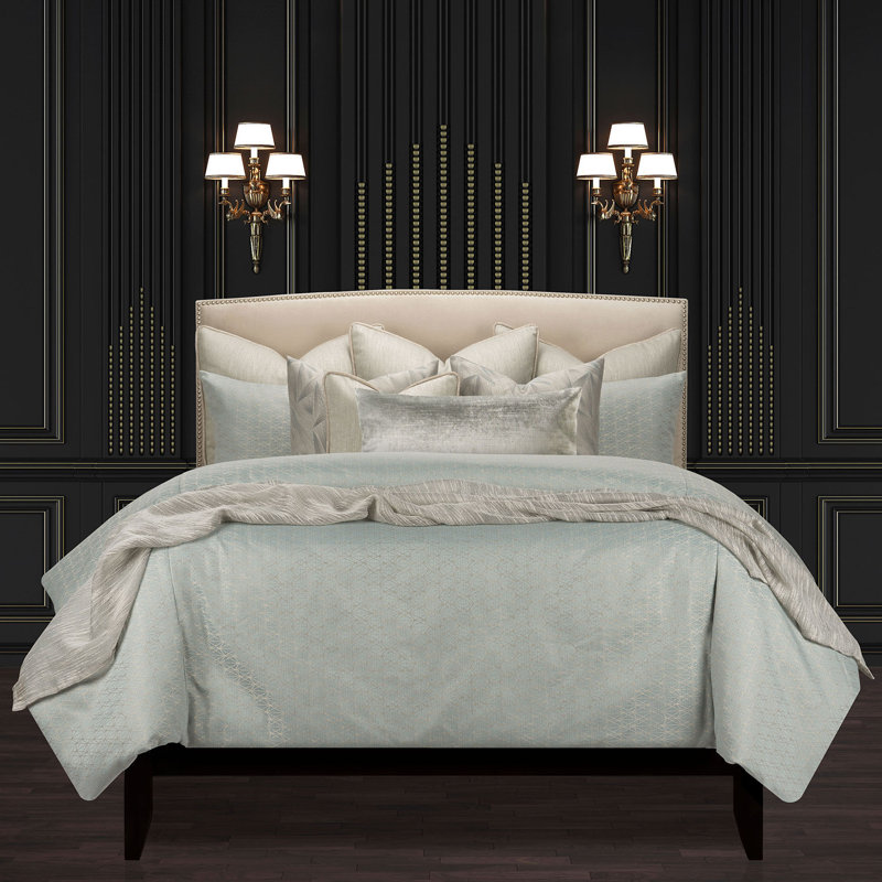Star Attraction Cotton Blend Duvet Cover & Insert Set, Mist, Cal King Duvet Cover + 5 Shams + 4 Throw Pillow