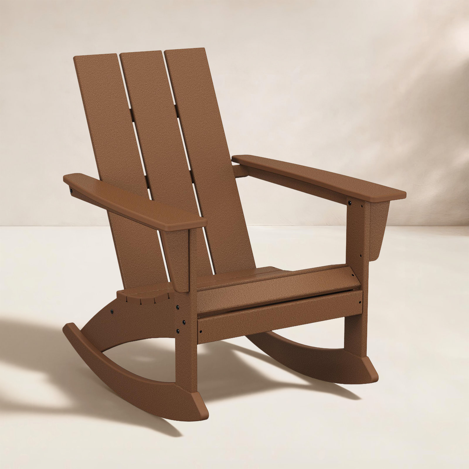 POLYWOOD® Modern Adirondack Patio Rocking Chair, Teak