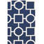 Tapis géométrique en laine / coton tissé à la main Rodgers - blanc / bleu-1510790898