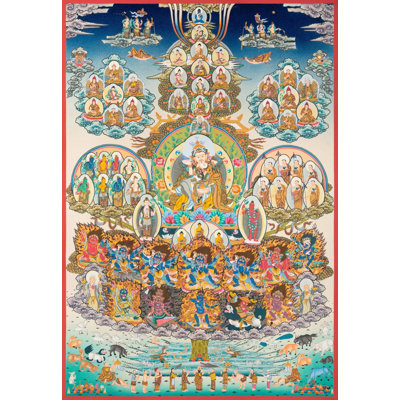Guru Rinpoche Lineage Tree Thangka (Brocadeless Thangka)