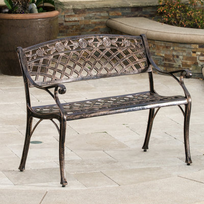 Banc de jardin en fonte d'aluminium Caffey