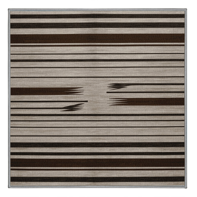  Tapis lavable rayé brun foncé Greige, Carré 4 pi