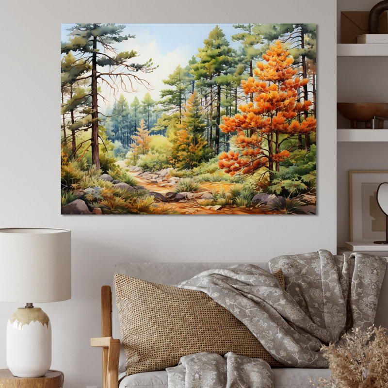 Pine Tree Autumn Whispers I - Tree Pine Wall Art Prints, H 24 po x l 32 po x P 1 po, Toile tendue