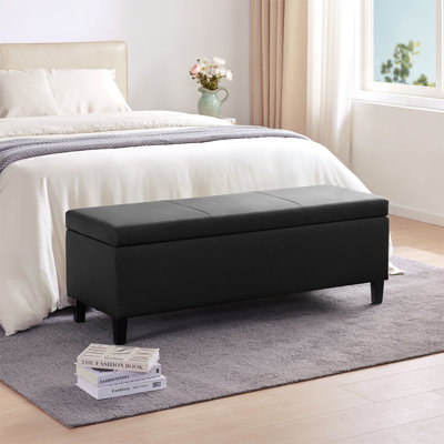 Banc de rangement rembourré en similicuir de 50,3 po Asdrubale