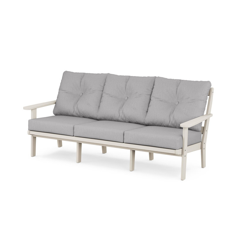 Lakeside Mission Deep Seating Sofa, Dune Burlap, Mahogany