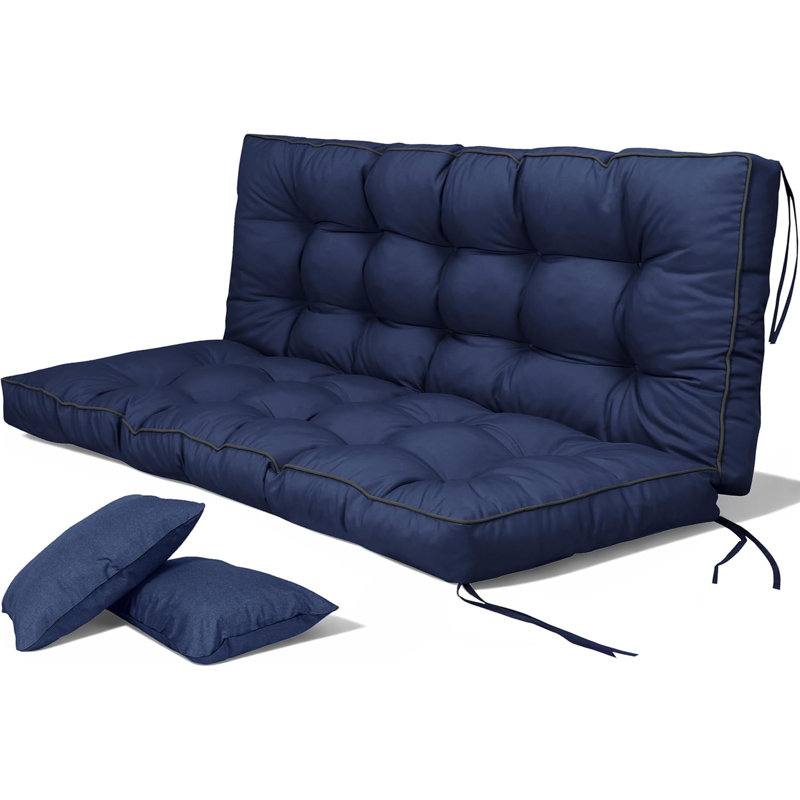 Porch Swing Cushions, Waterproof & Fade Resistant Outdoor Swing Cushion 55 Inch, Swing Cushions 3 Seater Replacement For Outdoor Furniture, Patio, Garden (Navy, 55 X 40 Inch)