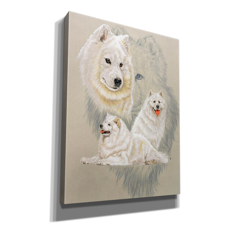«Samoyède sur toile» par Barbara Keith, H 16 po x l 12 po x P 0,75 po