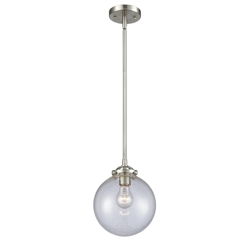 Luminaire suspendu sphère 1 lumière Zarmayr, Nickel satiné brossé, DEL, Grainé