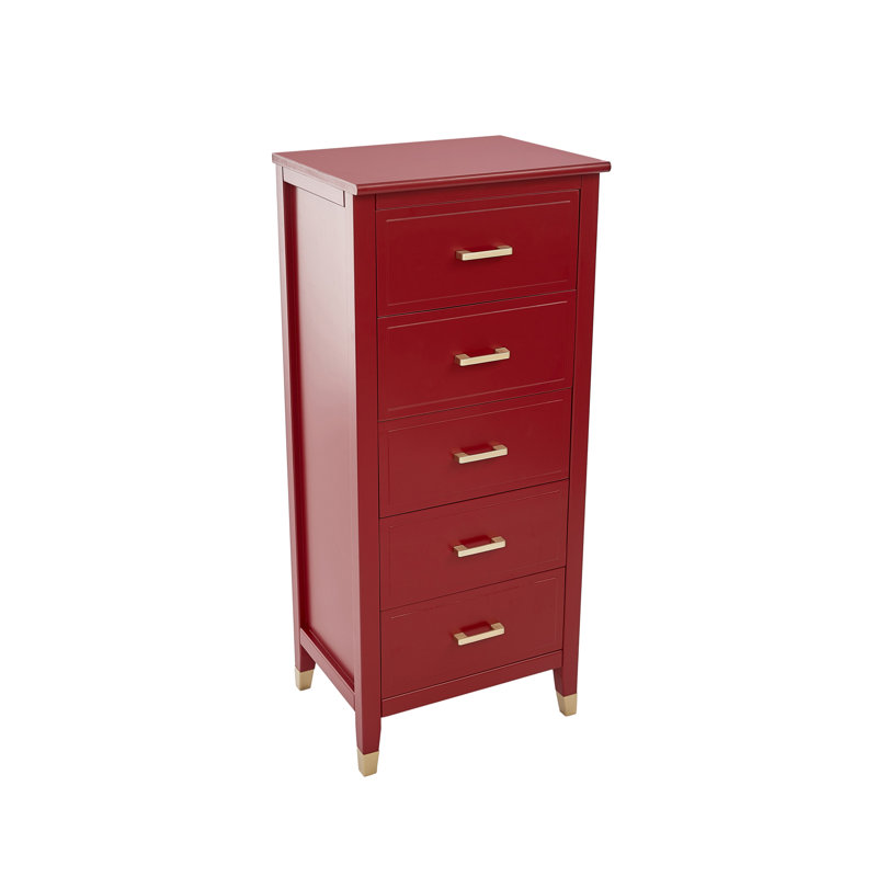 Olivette 5 - Drawer Chest of Drawers, Red