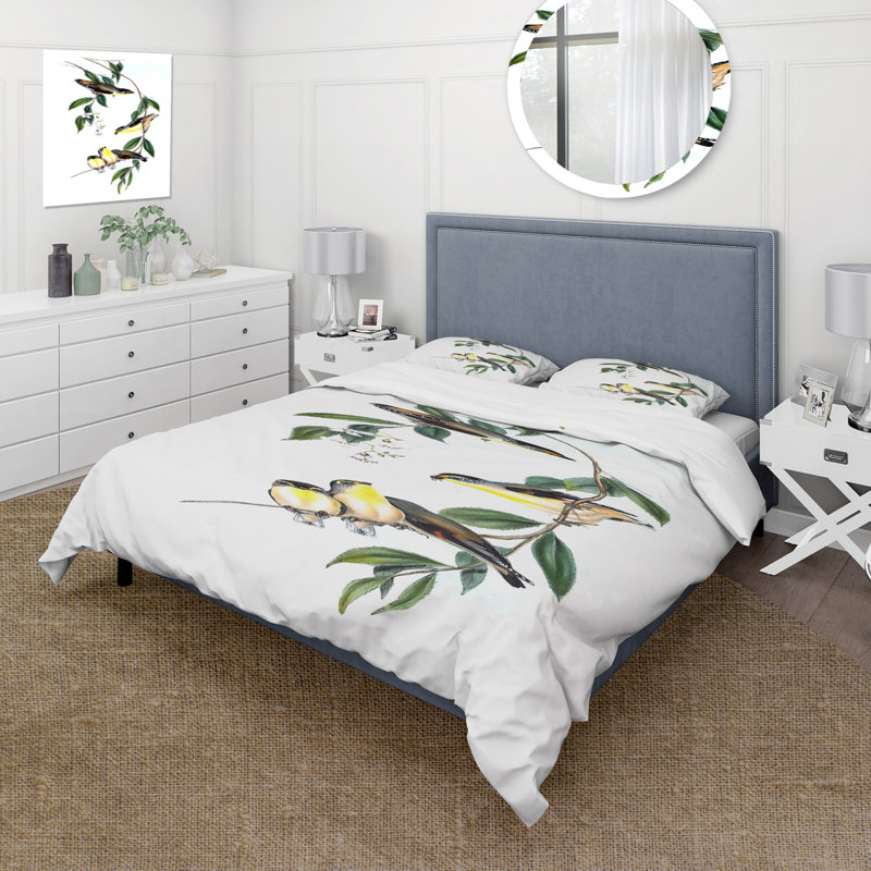 Ensemble de housse de couette traditionnel Vintage Bird III - microfibre de polyester