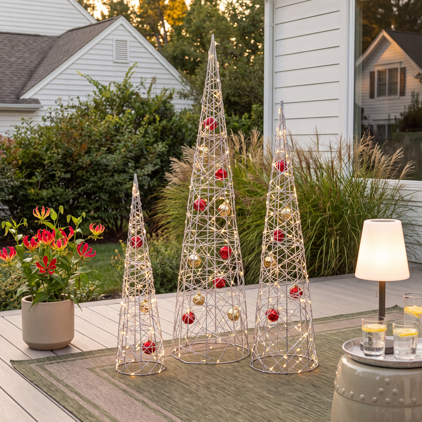 3-Piece Twinkling Cone Tree Set