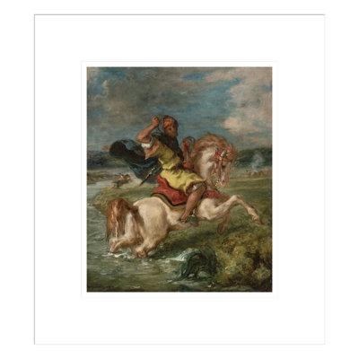 «Moroccan Cavalier Crossing a Ford» par Eugène Delacroix, impression giclée sur cadre