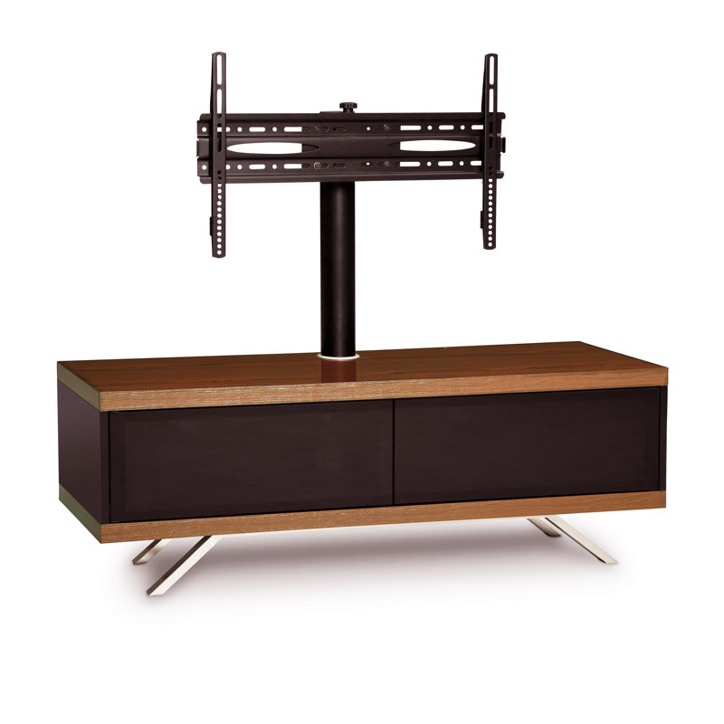Connie Unfinished TV Stand for TVs up to 65", Walnut/Gloss Black