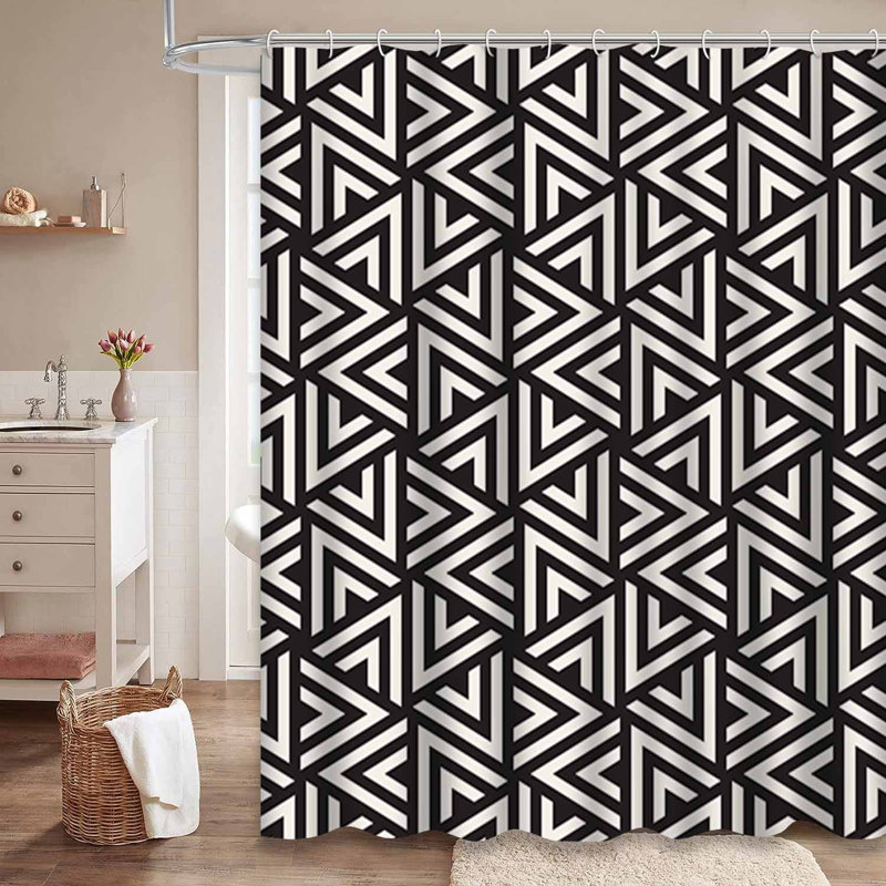 Rideau de douche imperméable à rayures géométriques avec 12 crochets Hipster, L 72 po x l 72 po