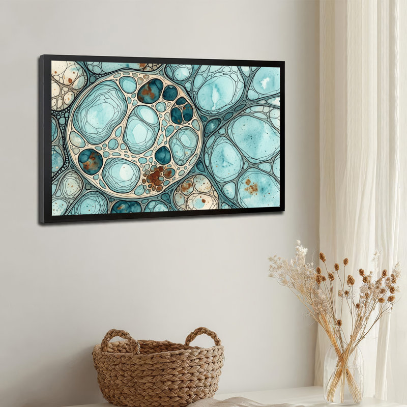 Art mural sur toile bleu sarcelle et rouille, 20"H x 30"W