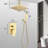 Brushed Gold Shower System Ceiling Mount - 10" Head & Handheld For Bathroom Mounted And-126353125