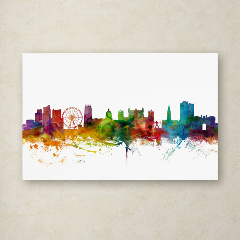 Madteos «Nottingham England Skyline II» par Michael Tompsett, impression sur toile tendue, H 12 po x l 19 po x P 2 po