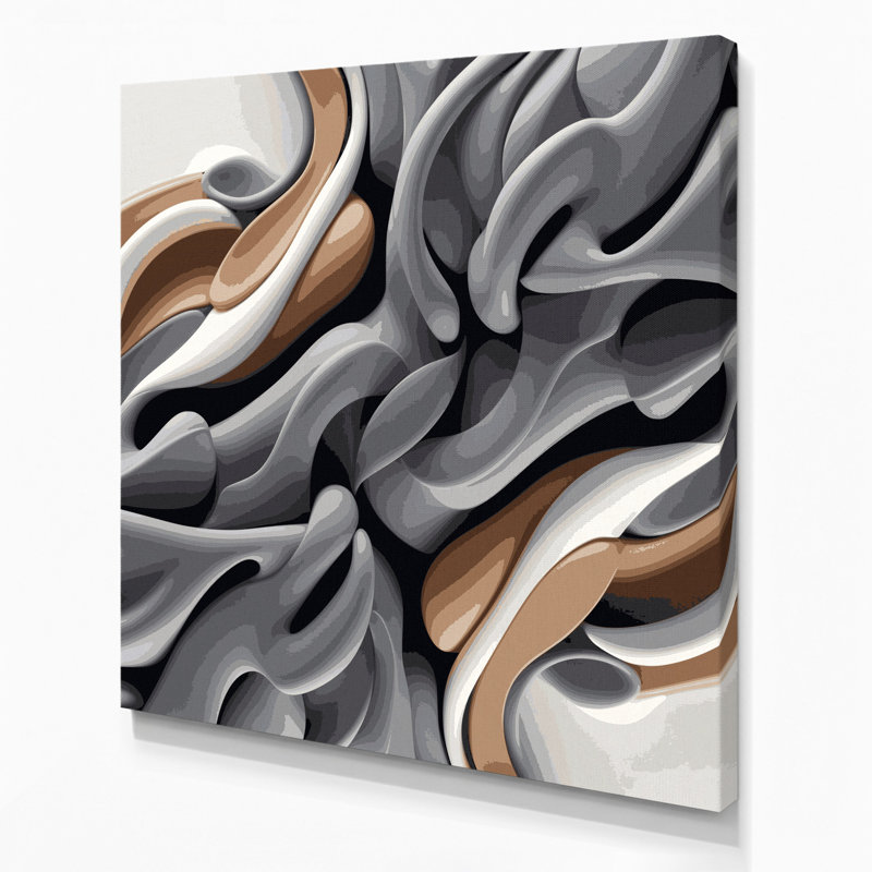 Art mural sur toile Biomorphic Abstraction 25, gris, H 12 po x l 12 po