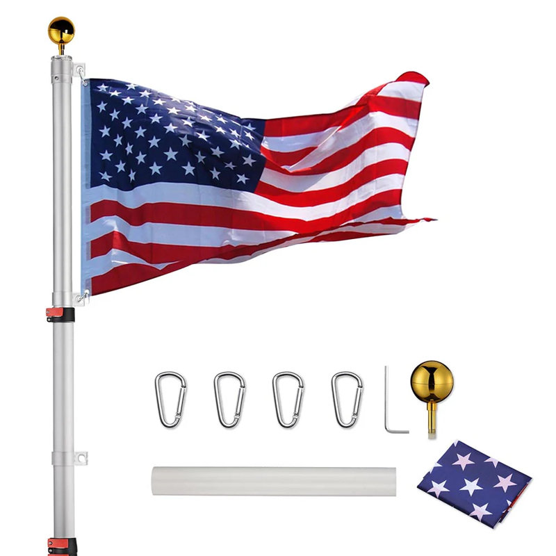 Ensemble de mât télescopique American, Argent argent, H 240 po x l 2 po