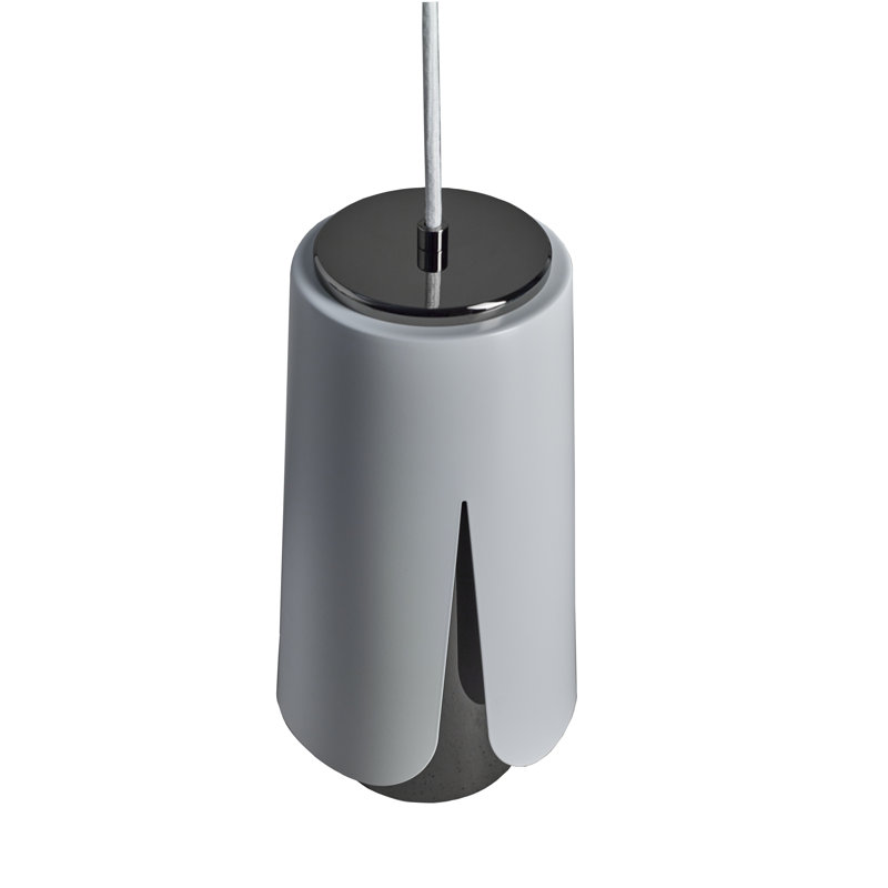 Tulipa 1 - Light Chrome Unique/Statement Pendant, Matt White/Black Chrome