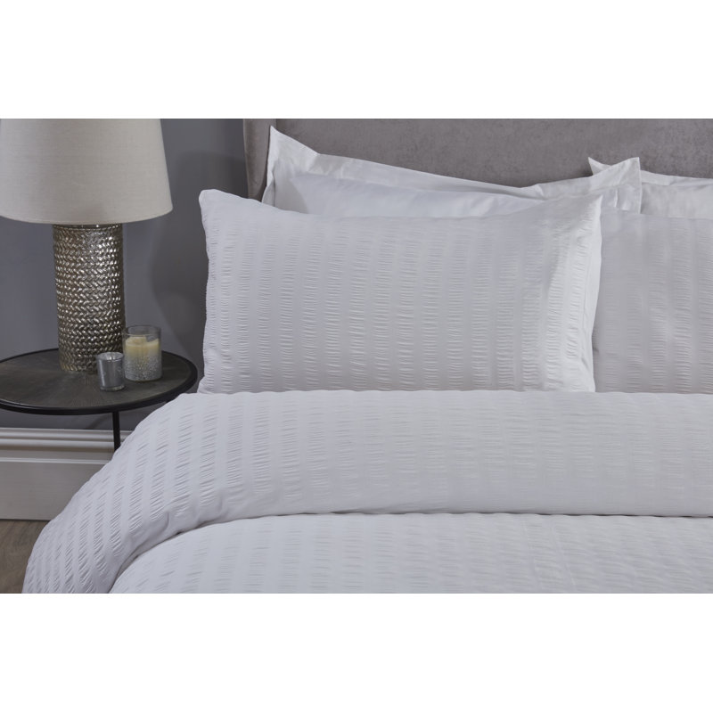 Lederer Polyester Solid Colour Duvet Cover Set with Pillowcases, Single - 1 Standard Pillowcase, White