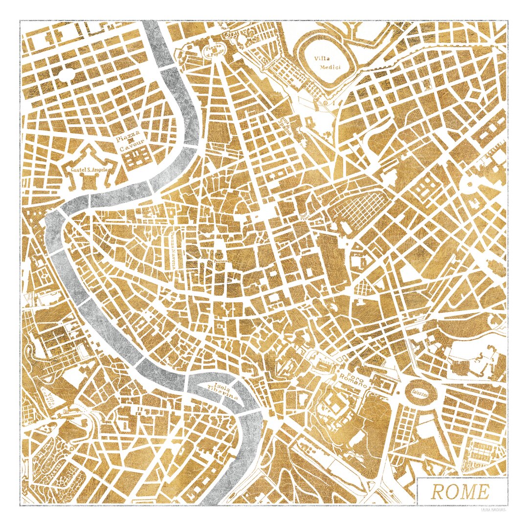 Leinwandbild Gilded Rome Map von Laura Marshall