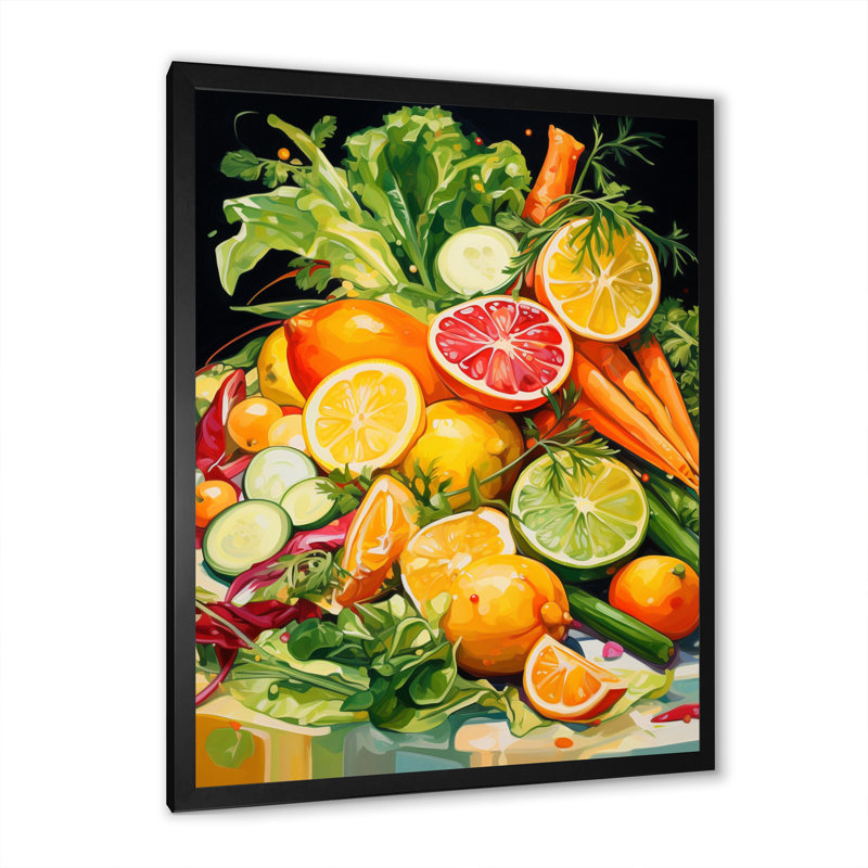 " Vegetarian Food Cuisine II ", 44" H x 34" W x 1.5" D, Black Picture Framed
