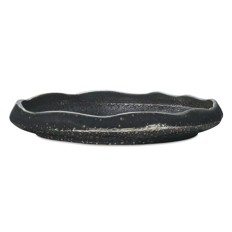 Uttermost Stardust Ripple Indoor-Outdoor Black Bowl