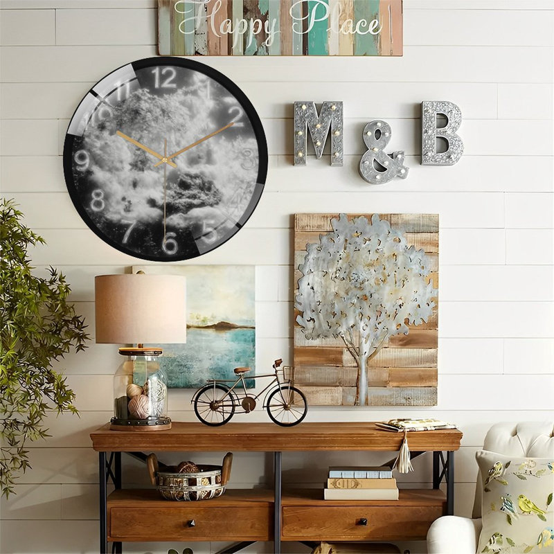 Horloge-chiffres-sur-nuage - horloge murale moderne en verre 12 po