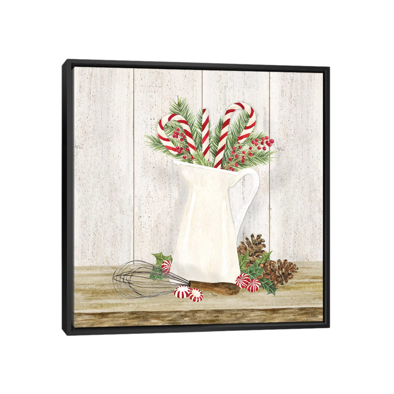 «Christmas Kitchen IV» par Tara Reed - reproduction d'art, Toile avec cadre noir, Aucun mat, H 37 po x l 37 po x P 1,5 po
