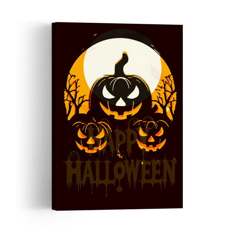 Tableau abstrait contemporain représentant un paysage naturel effrayant pour l'Halloween, H 36 po x l 24 po