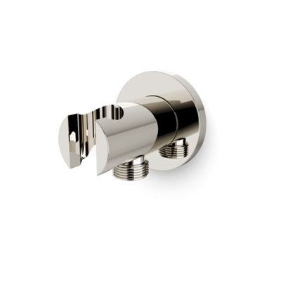 Shower Wall Outlet And Holder With Round Escutcheon Polished Nickel