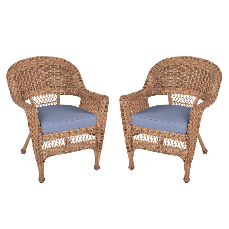 Chaise de patio avec coussins Burrowes, Blanc, Orange