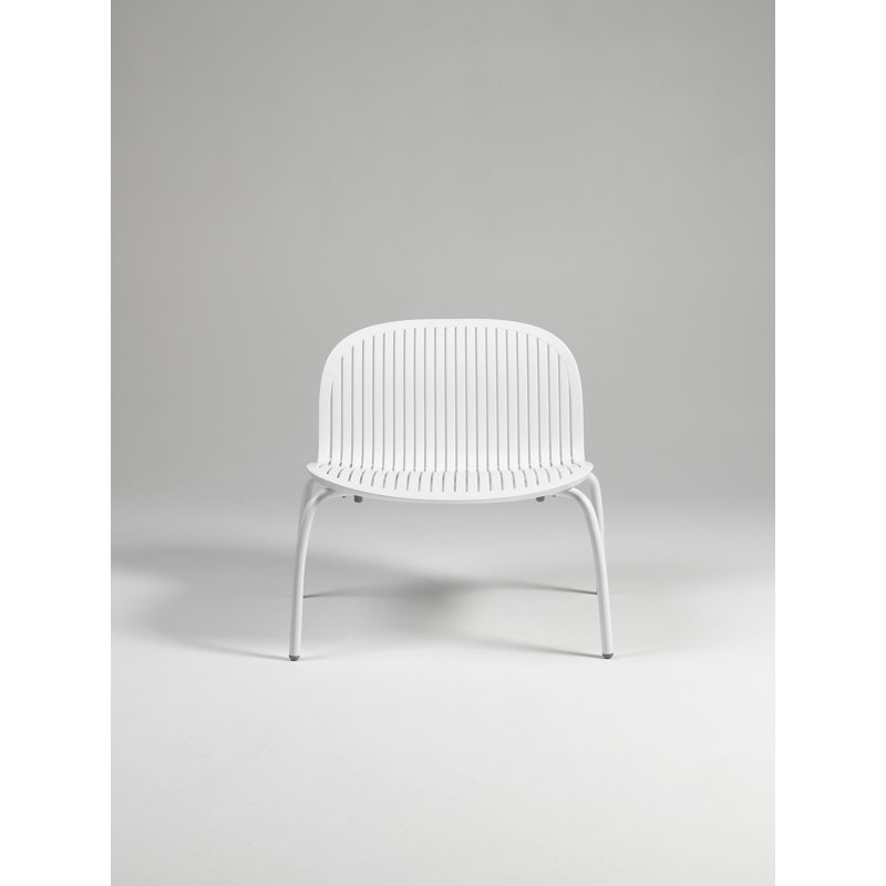 Roulston Stacking Patio Dining Side Chair with Cushion, Bianco
