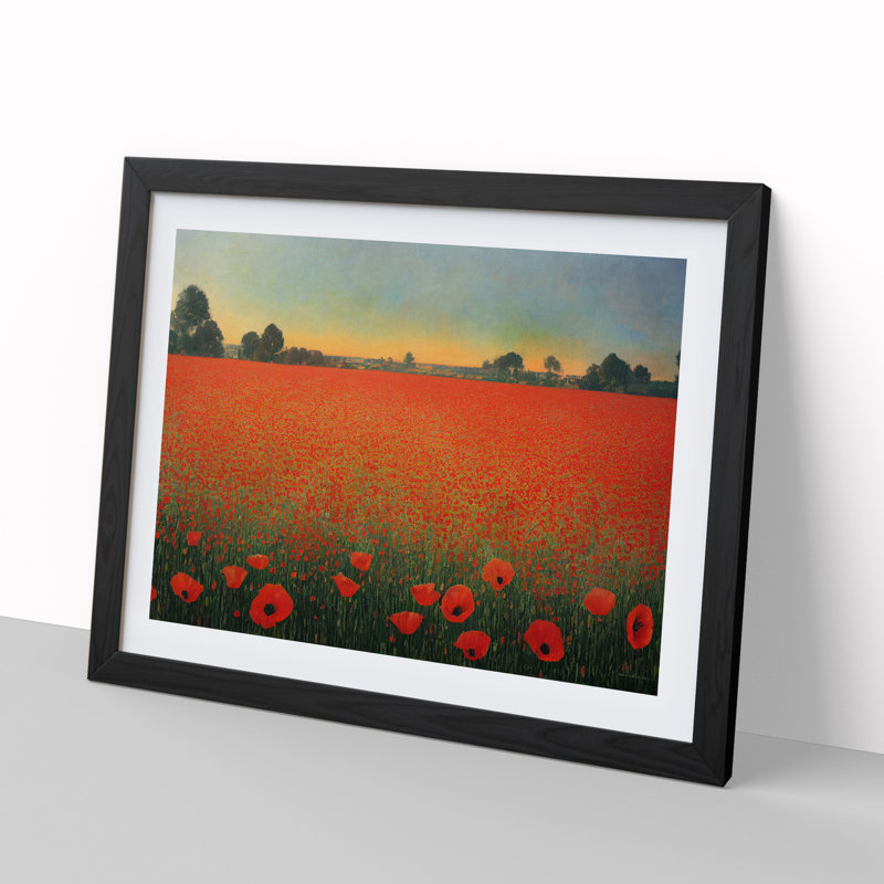 Intense Poppy Field Flowers - Framed Print, Black, 46cm H x 64cm W x 2cm D