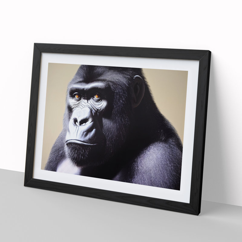 Outstanding Gorilla - Single Picture Frame Print, 34cm H x 46cm W x 2cm D, Black