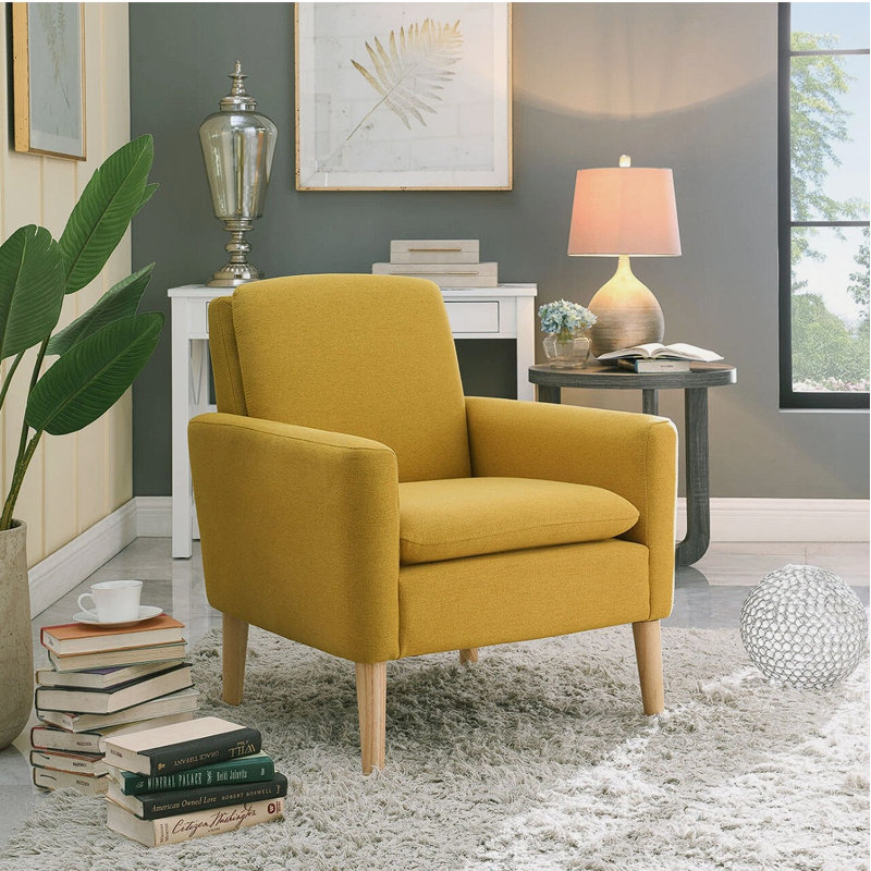 Fauteuil d'appoint rembourré Cristyle, Lin jaune