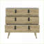 Commodes, commode moderne 3 tiroirs H 29 "avec poignées en métal | Blanc + noyer | Pin