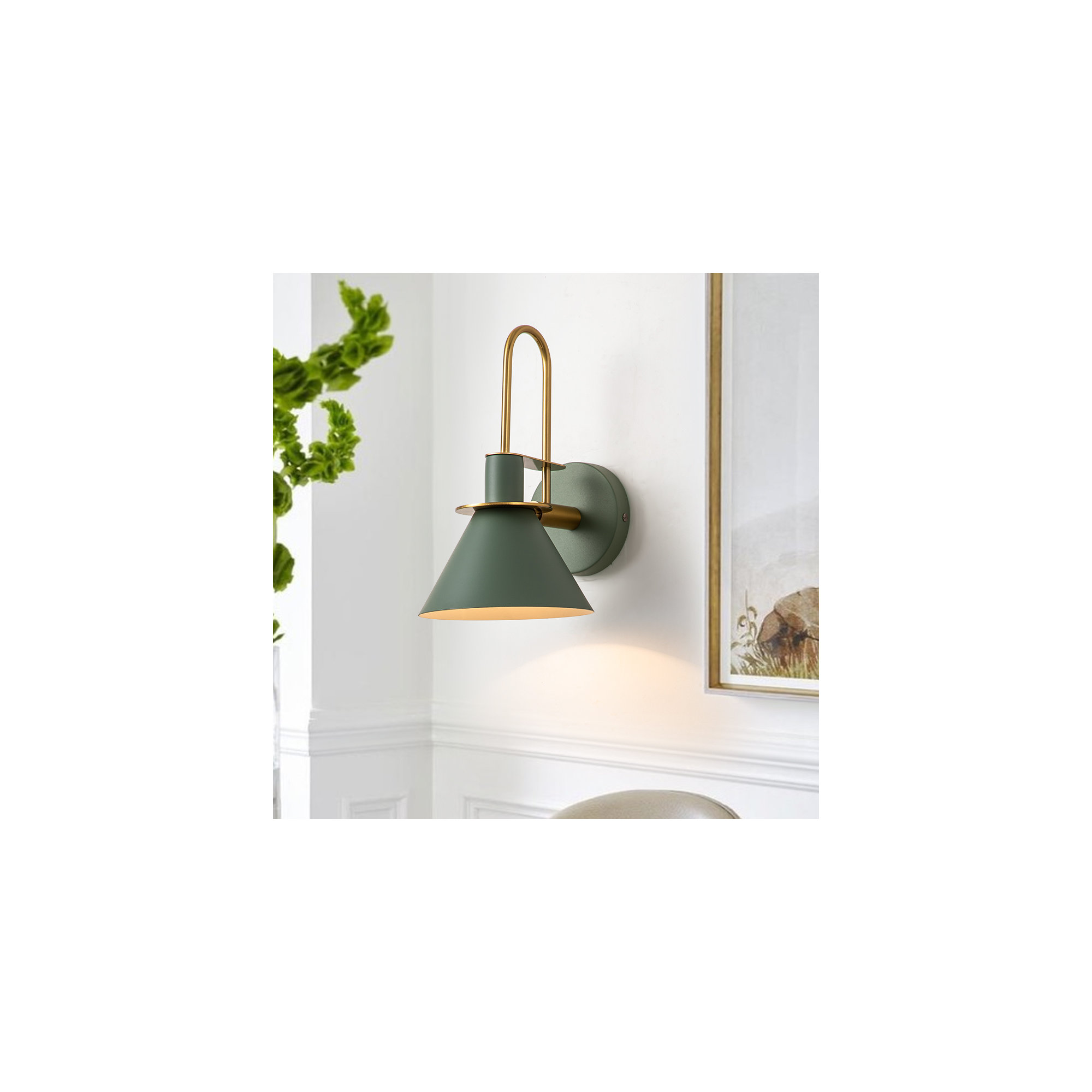 Jacoline 1-Light Dimmable Iron Armed Sconce , Green